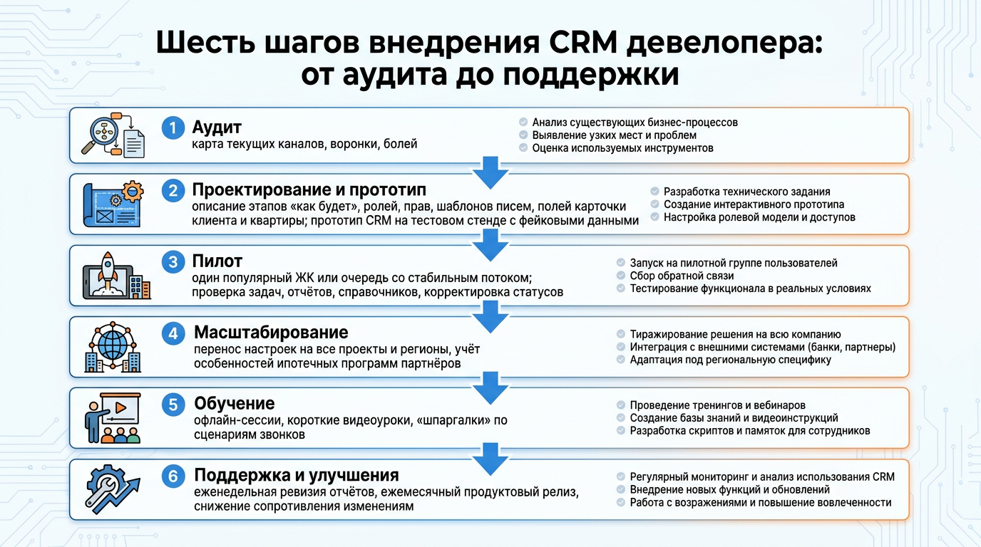 Проект внедрения: 6 шагов от аудита до запуска
